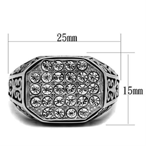 TK362 - High polished (no plating) Stainless Steel Ring with Top Grade Crystal  in Clear-1
