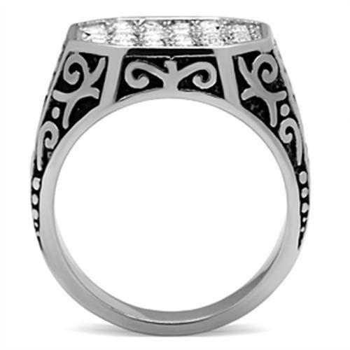TK362 - High polished (no plating) Stainless Steel Ring with Top Grade Crystal  in Clear-2