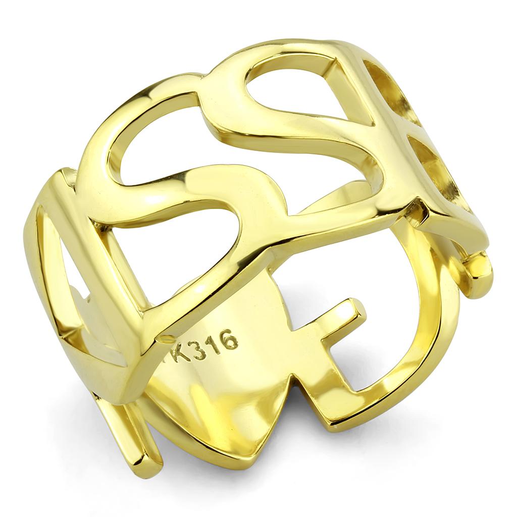 TK3640 - IP Gold(Ion Plating) Stainless Steel Ring with No Stone-0