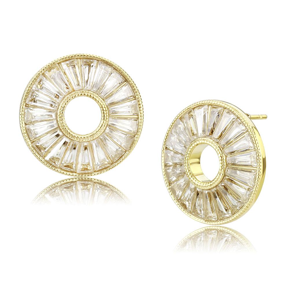 TK3662 - IP Gold(Ion Plating) Stainless Steel Earrings with AAA Grade CZ  in Clear-0
