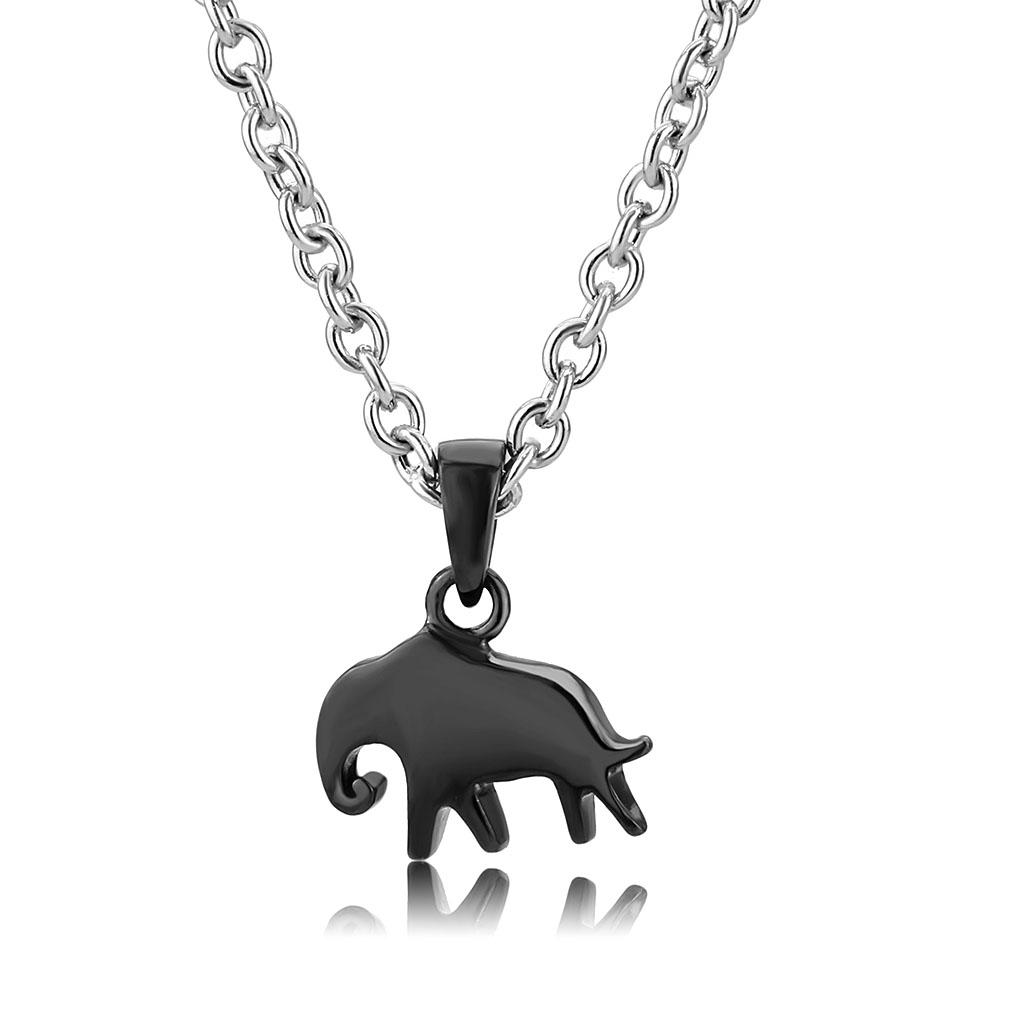 TK3666 - Two-Tone IP Black (Ion Plating) Stainless Steel Chain Pendant with No Stone-0