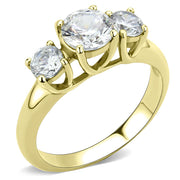 TK3673 - IP Gold(Ion Plating) Stainless Steel Ring with AAA Grade CZ  in Clear-0