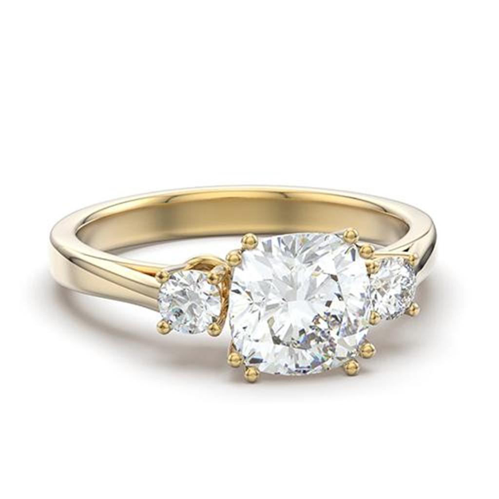 TK3674 - IP Gold(Ion Plating) Stainless Steel Ring with AAA Grade CZ  in Clear-0