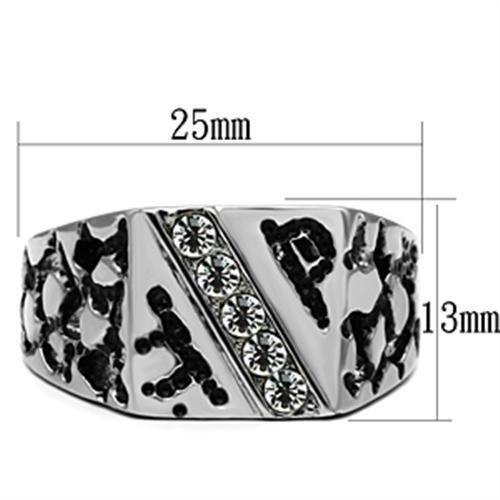 TK367 - High polished (no plating) Stainless Steel Ring with Top Grade Crystal  in Clear-1