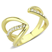 TK3710 - IP Gold(Ion Plating) Stainless Steel Ring with Top Grade Crystal  in Clear-0