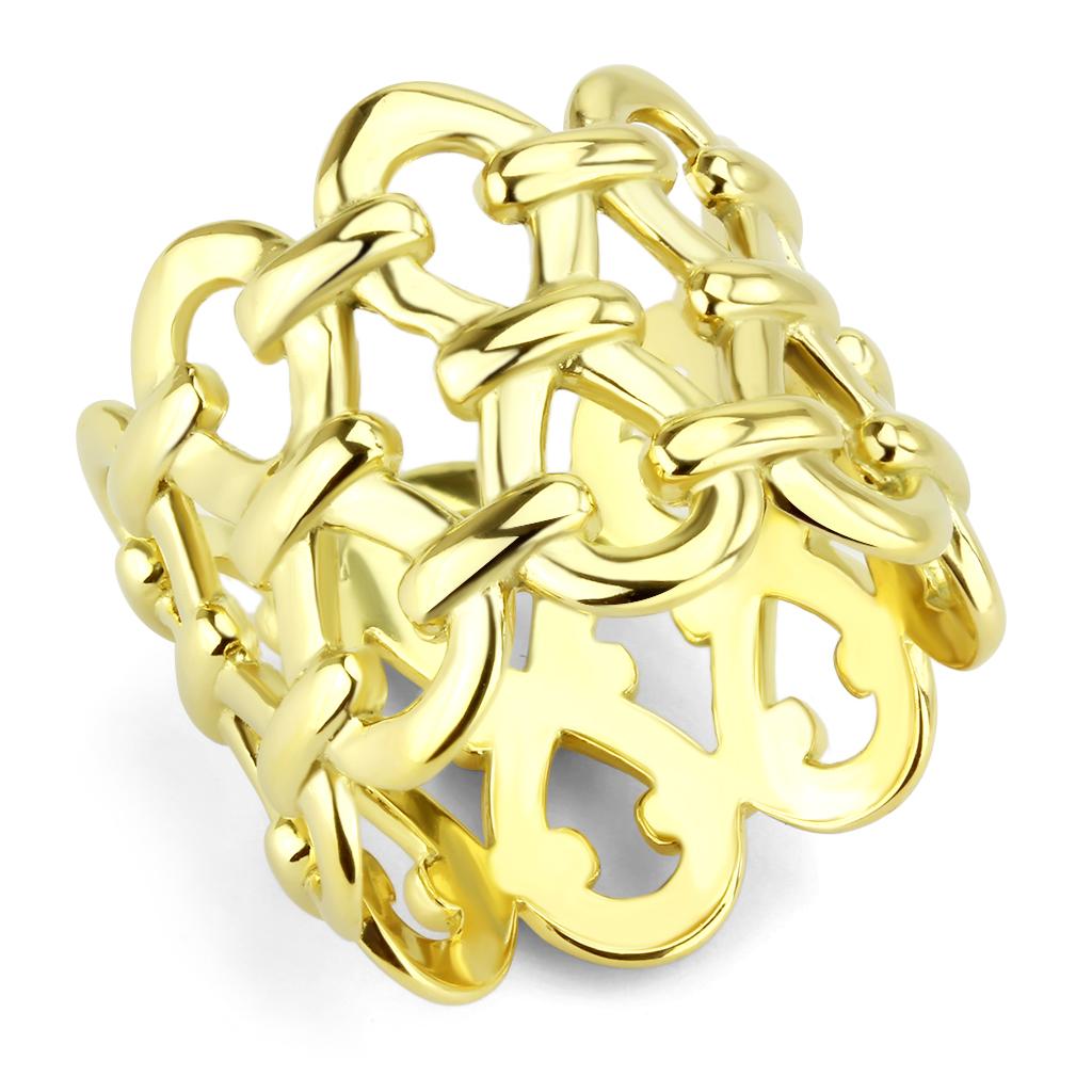 TK3716 - IP Gold(Ion Plating) Stainless Steel Ring with No Stone-0