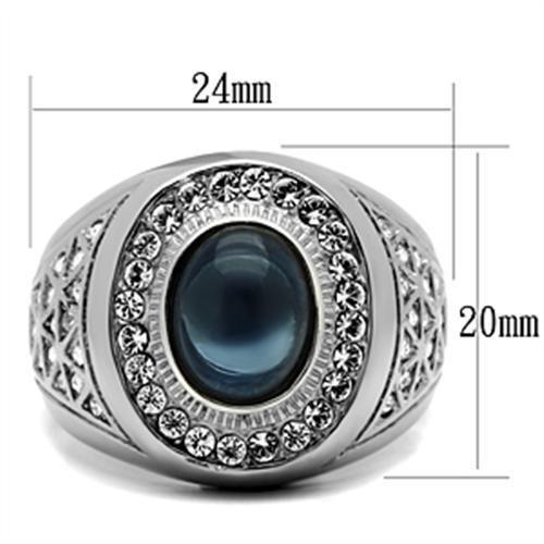TK371 - High polished (no plating) Stainless Steel Ring with Synthetic Synthetic Glass in Montana-1