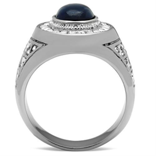 TK371 - High polished (no plating) Stainless Steel Ring with Synthetic Synthetic Glass in Montana-2