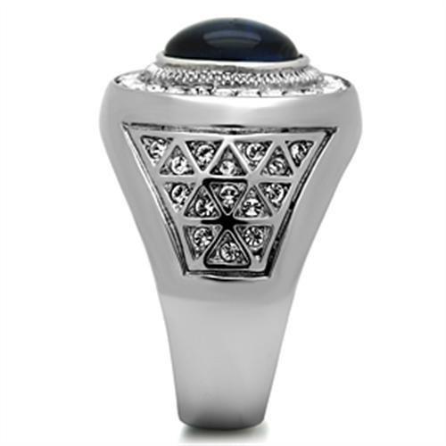 TK371 - High polished (no plating) Stainless Steel Ring with Synthetic Synthetic Glass in Montana-3