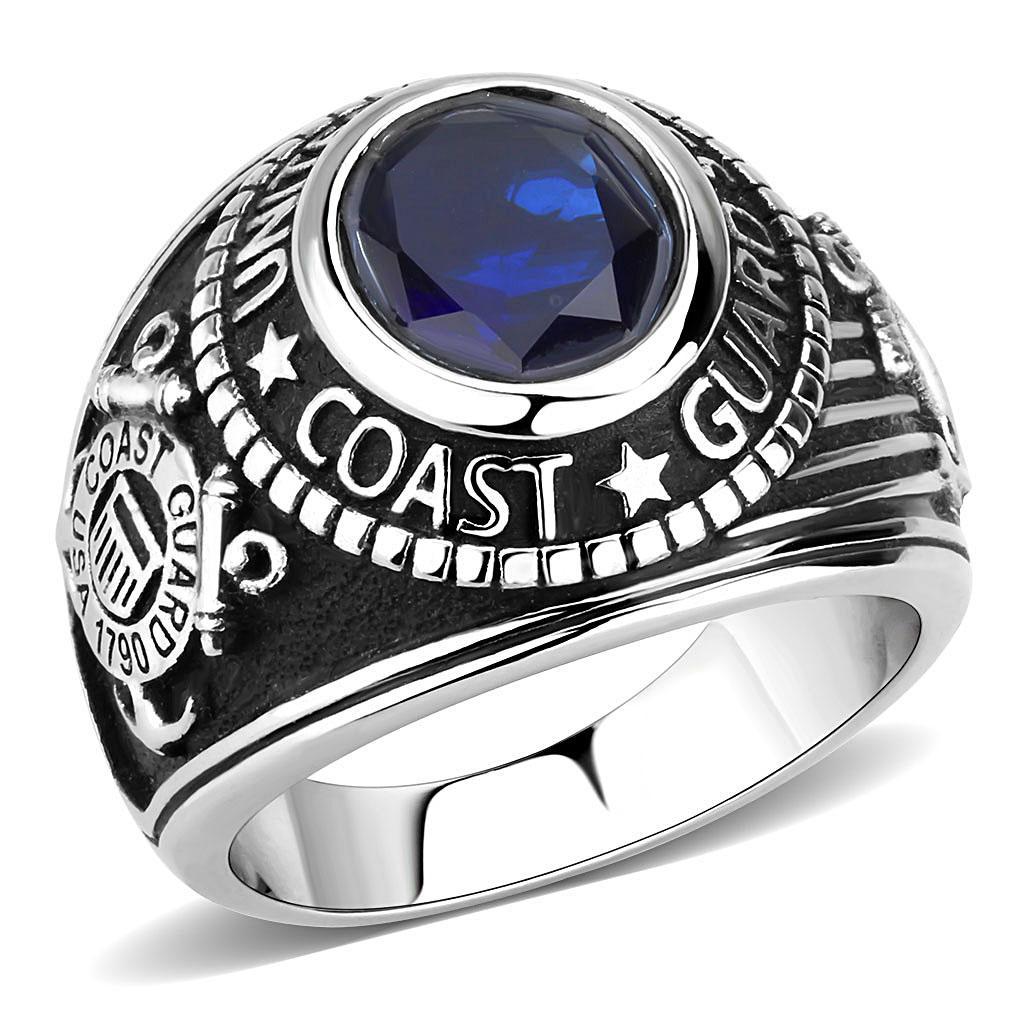 TK3727 - High polished (no plating) Stainless Steel Ring with Synthetic Synthetic Glass in Montana-5