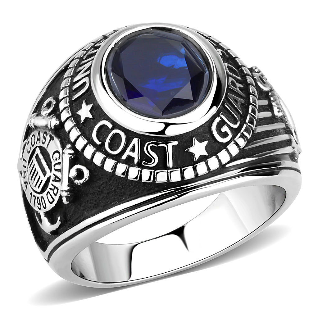 TK3727 - High polished (no plating) Stainless Steel Ring with Synthetic Synthetic Glass in Montana-0