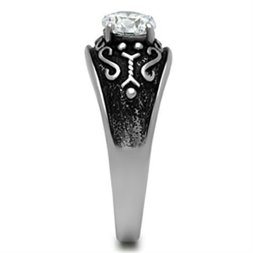 TK373 - High polished (no plating) Stainless Steel Ring with AAA Grade CZ  in Clear-3