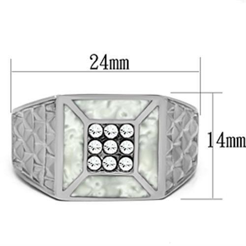 TK385 - High polished (no plating) Stainless Steel Ring with Top Grade Crystal  in Clear-1