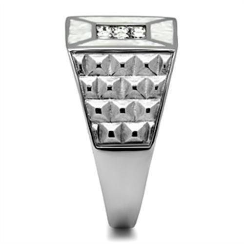 TK385 - High polished (no plating) Stainless Steel Ring with Top Grade Crystal  in Clear-3