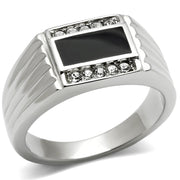TK386 - High polished (no plating) Stainless Steel Ring with Top Grade Crystal  in Clear-0