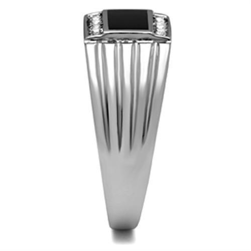 TK386 - High polished (no plating) Stainless Steel Ring with Top Grade Crystal  in Clear-3