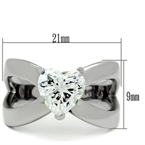TK390 - High polished (no plating) Stainless Steel Ring with AAA Grade CZ  in Clear-1