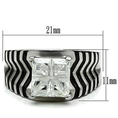 TK393 - High polished (no plating) Stainless Steel Ring with AAA Grade CZ  in Clear-1