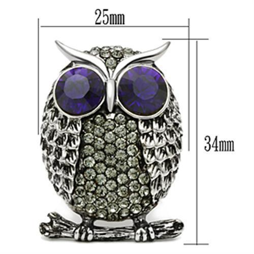 TK399 - High polished (no plating) Stainless Steel Ring with Top Grade Crystal  in Amethyst-2