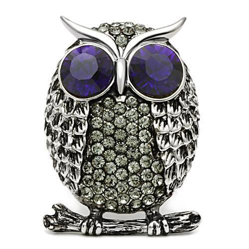 TK399 - High polished (no plating) Stainless Steel Ring with Top Grade Crystal  in Amethyst-0