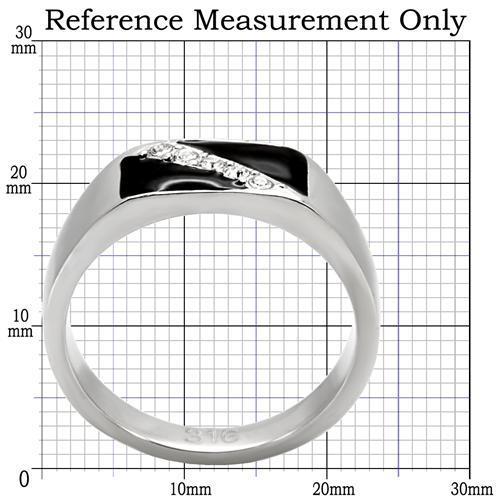 TK414701 - High polished (no plating) Stainless Steel Ring with Top Grade Crystal  in Clear-1