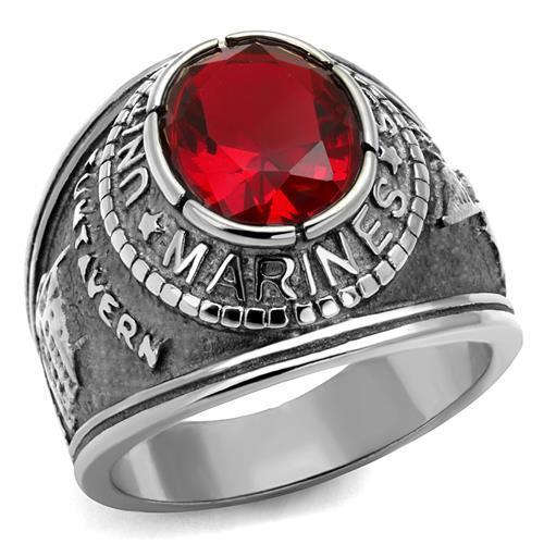 TK414703 - High polished (no plating) Stainless Steel Ring with Synthetic Synthetic Glass in Siam-0