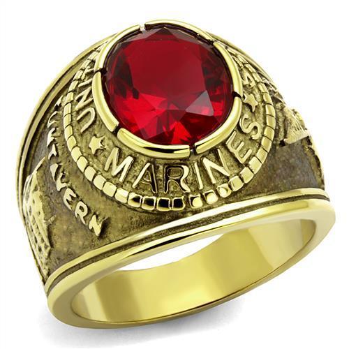 TK414703G - IP Gold(Ion Plating) Stainless Steel Ring with Synthetic Synthetic Glass in Siam-0
