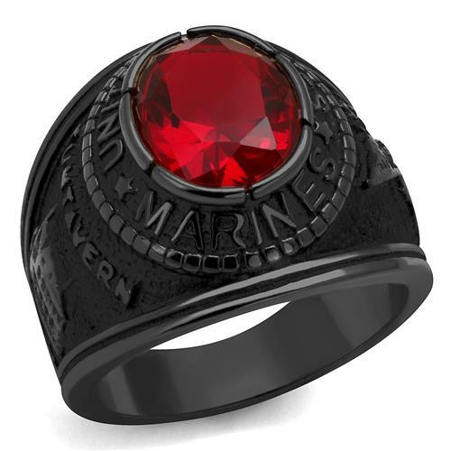 TK414703J - IP Black(Ion Plating) Stainless Steel Ring with Synthetic Synthetic Glass in Siam-5