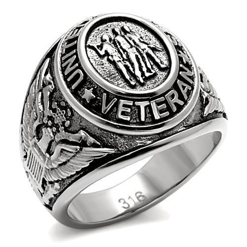 TK414704 - High polished (no plating) Stainless Steel Ring with Epoxy  in Jet-0