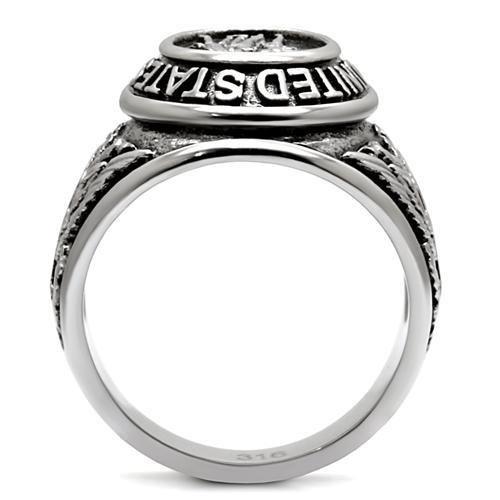 TK414704 - High polished (no plating) Stainless Steel Ring with Epoxy  in Jet-4