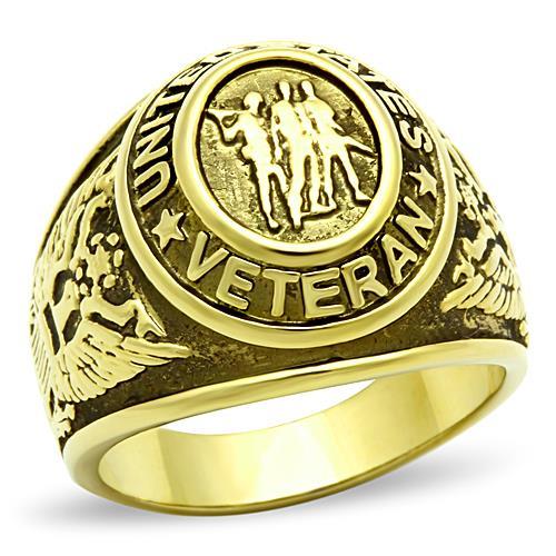 TK414704G - IP Gold(Ion Plating) Stainless Steel Ring with Epoxy  in Jet-0