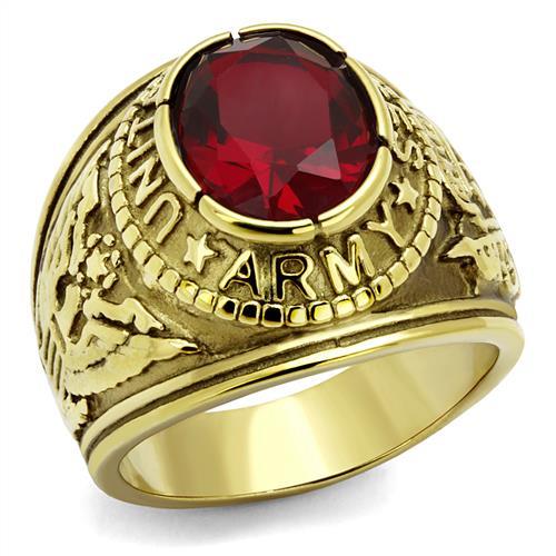 TK414706G - IP Gold(Ion Plating) Stainless Steel Ring with Synthetic Synthetic Glass in Siam-0