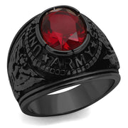 TK414706J - IP Black(Ion Plating) Stainless Steel Ring with Synthetic Synthetic Glass in Siam-0