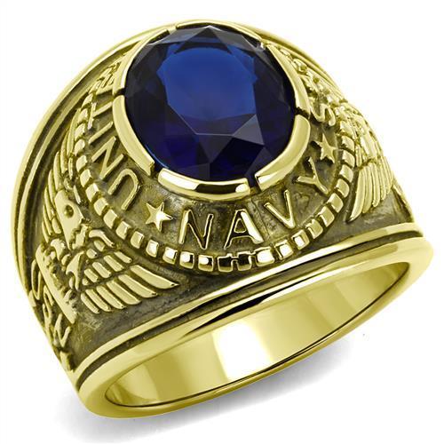 TK414707G - IP Gold(Ion Plating) Stainless Steel Ring with Synthetic Synthetic Glass in Montana-0