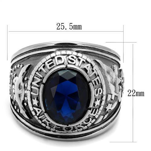 TK414708 - High polished (no plating) Stainless Steel Ring with Synthetic Synthetic Glass in Sapphire-1