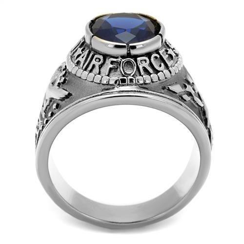 TK414708 - High polished (no plating) Stainless Steel Ring with Synthetic Synthetic Glass in Sapphire-2