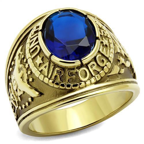 TK414708G - IP Gold(Ion Plating) Stainless Steel Ring with Synthetic Synthetic Glass in Montana-0