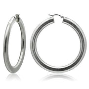 TK417 - High polished (no plating) Stainless Steel Earrings with No Stone-0