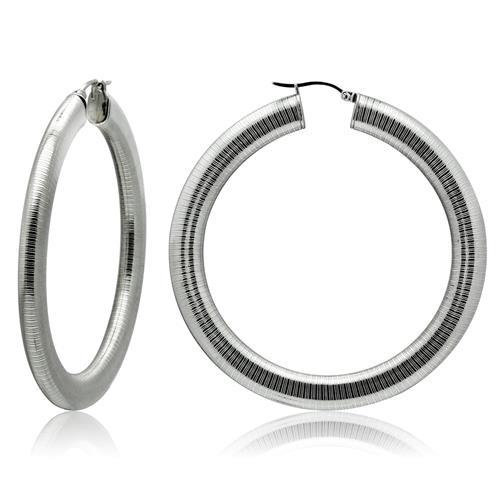 TK417 - High polished (no plating) Stainless Steel Earrings with No Stone-0