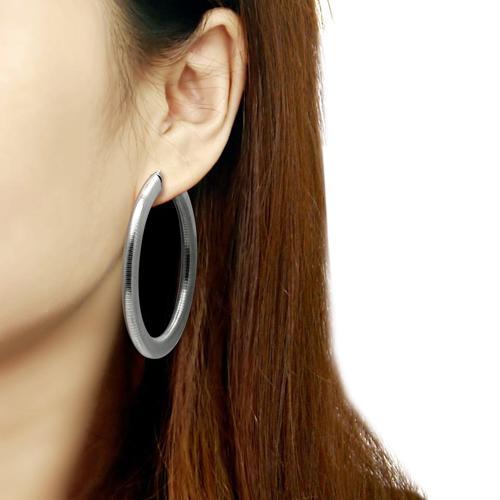 TK417 - High polished (no plating) Stainless Steel Earrings with No Stone-1