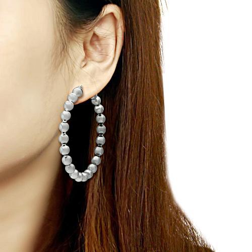 TK421 - High polished (no plating) Stainless Steel Earrings with No Stone-1