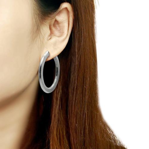 TK422 - High polished (no plating) Stainless Steel Earrings with No Stone-1