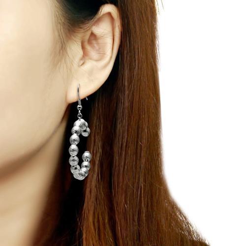 TK429 - High polished (no plating) Stainless Steel Earrings with No Stone-1