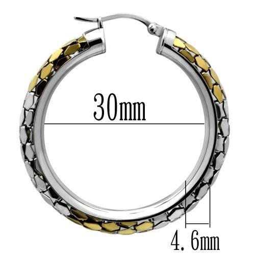 TK430 - Gold+Rhodium Stainless Steel Earrings with No Stone-2