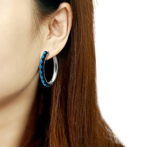 TK432 - High polished (no plating) Stainless Steel Earrings with No Stone-1