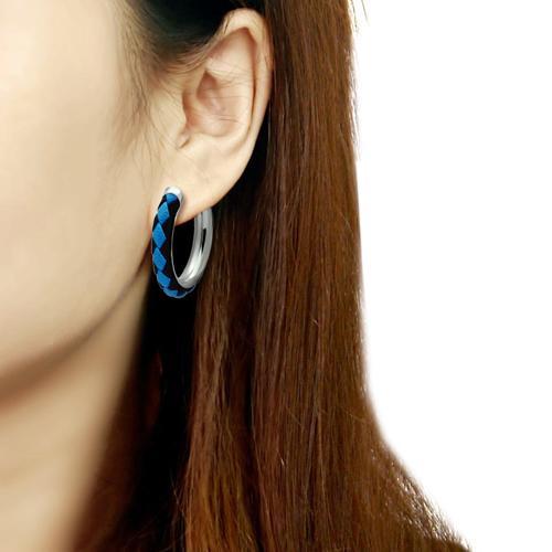 TK433 - High polished (no plating) Stainless Steel Earrings with No Stone-1