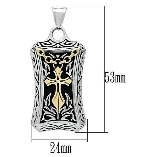 TK455 - Gold+Rhodium Stainless Steel Chain Pendant with No Stone-1