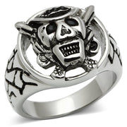 TK502 - High polished (no plating) Stainless Steel Ring with Top Grade Crystal  in Jet-0