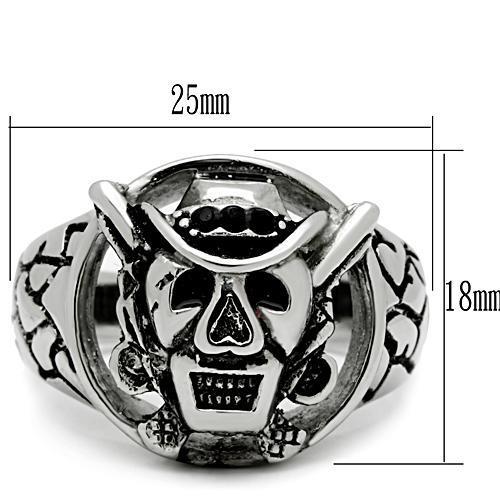 TK502 - High polished (no plating) Stainless Steel Ring with Top Grade Crystal  in Jet-1