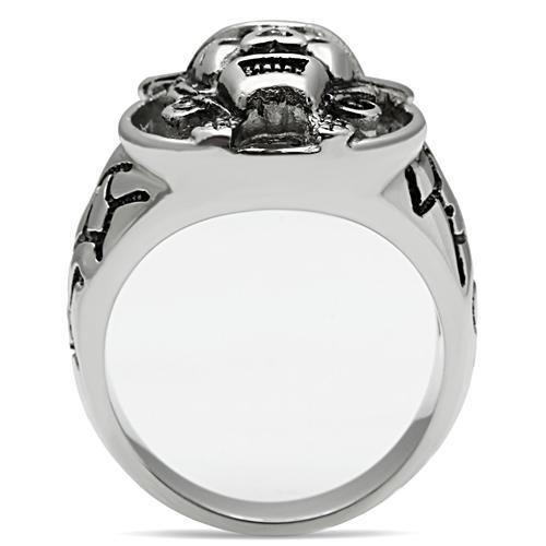 TK502 - High polished (no plating) Stainless Steel Ring with Top Grade Crystal  in Jet-2